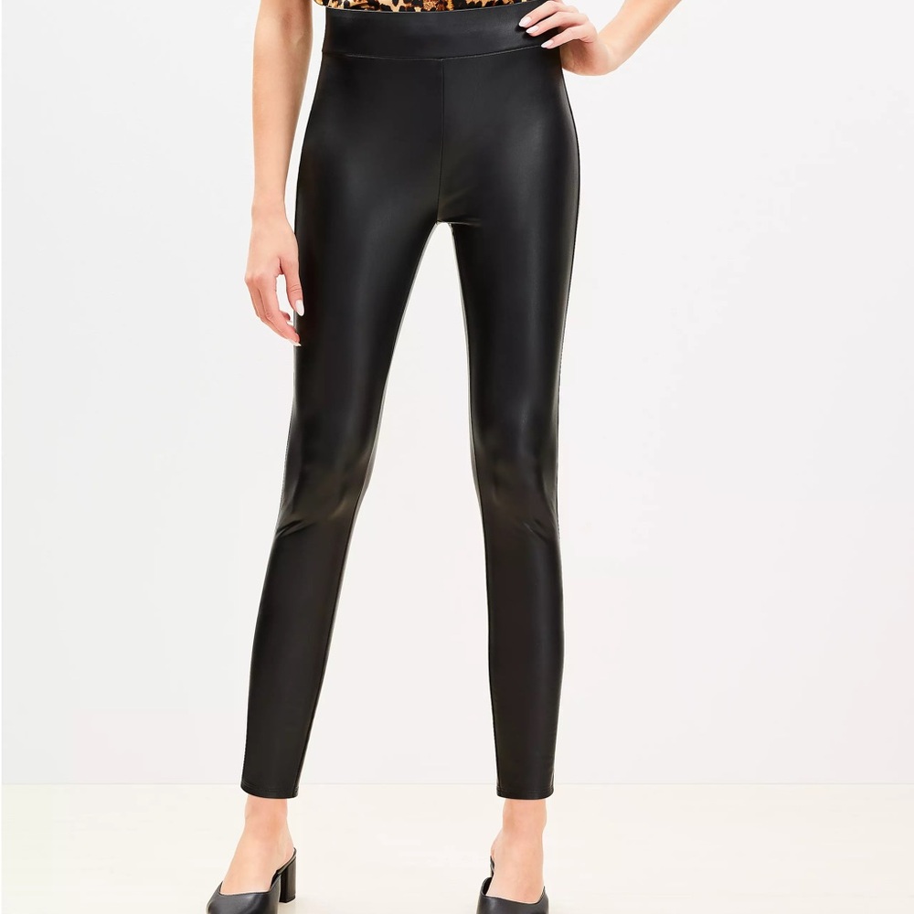 Loft, black leather pants size small